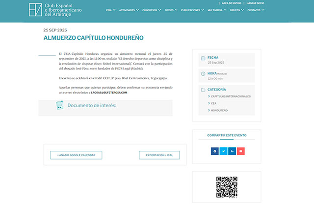  Reunión mensual del capítulo hondureño del CEIA